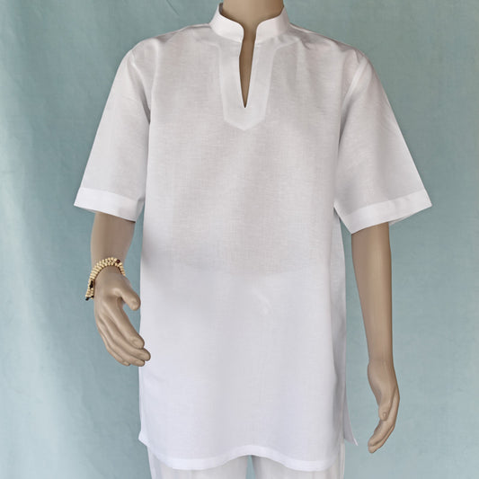 White kurta on a mannequin against a light gray background