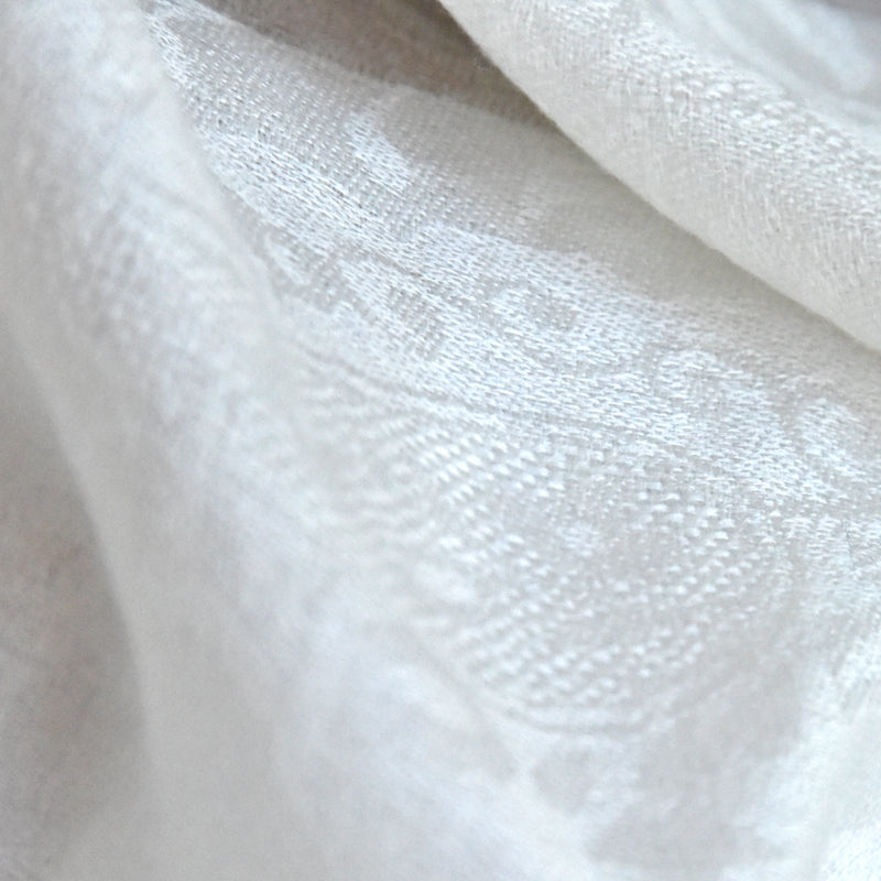 Close-up of white fabric with a textured pattern
