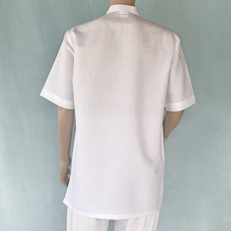 White shirt on a mannequin against a light gray background