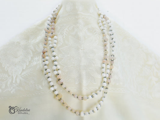 Tantric Mala – Rose Quartz & White Agate | The Nurturer's Mala