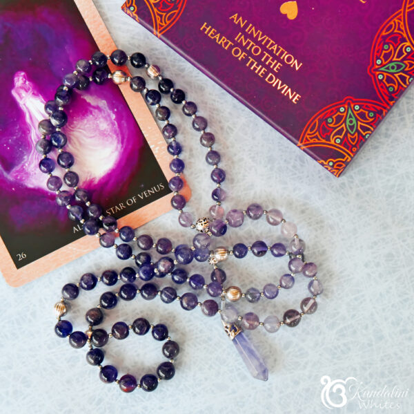 Amethyst mala randomly place next to oracle card