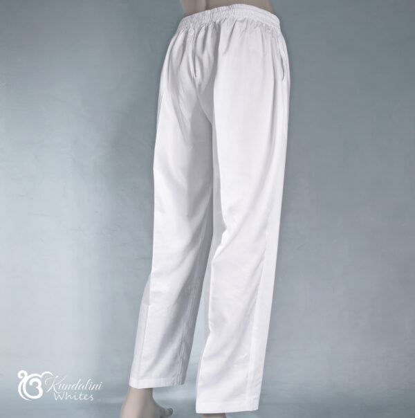 Rear view of men's white yoga pants