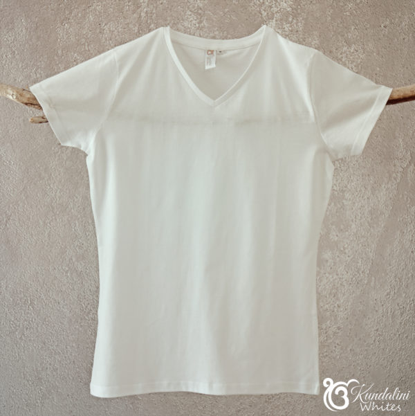 Ladies V-neck T-shirt in 100% cotton
