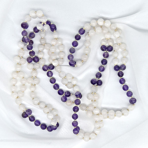 Tantric Mala Amethyst and White Agate