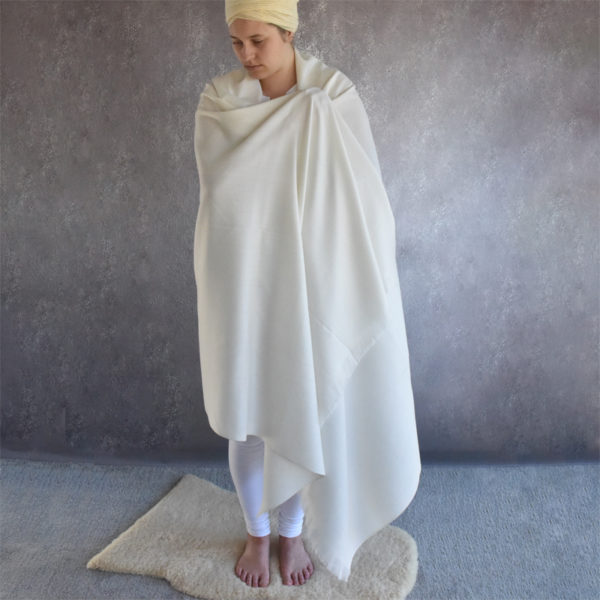 Meditation prayer shawl extra large white wool