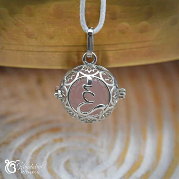 Om locket with rose quartz
